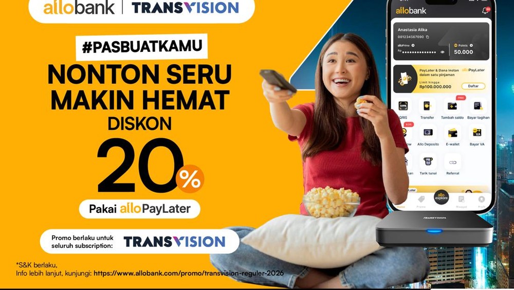 Jangan Kaget! Transvision Diskon 20% Pakai Allo Paylater!